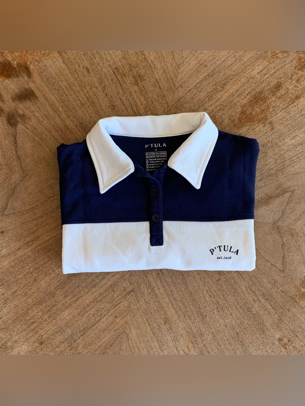 P’tula Navy Rugby Cropped Top